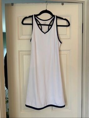 Champion White Racerback Tennis Dress with Navy Trim